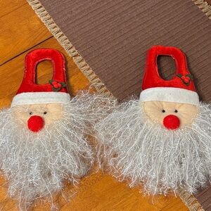 Festive Santa Claus Door Hangers - Red and White
